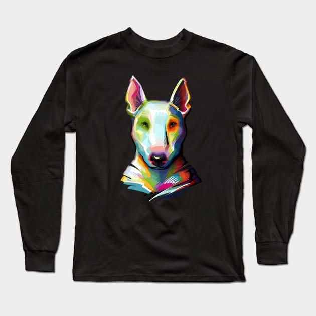 English Bull Terrier Colorful Painting Long Sleeve T-Shirt by stonemask